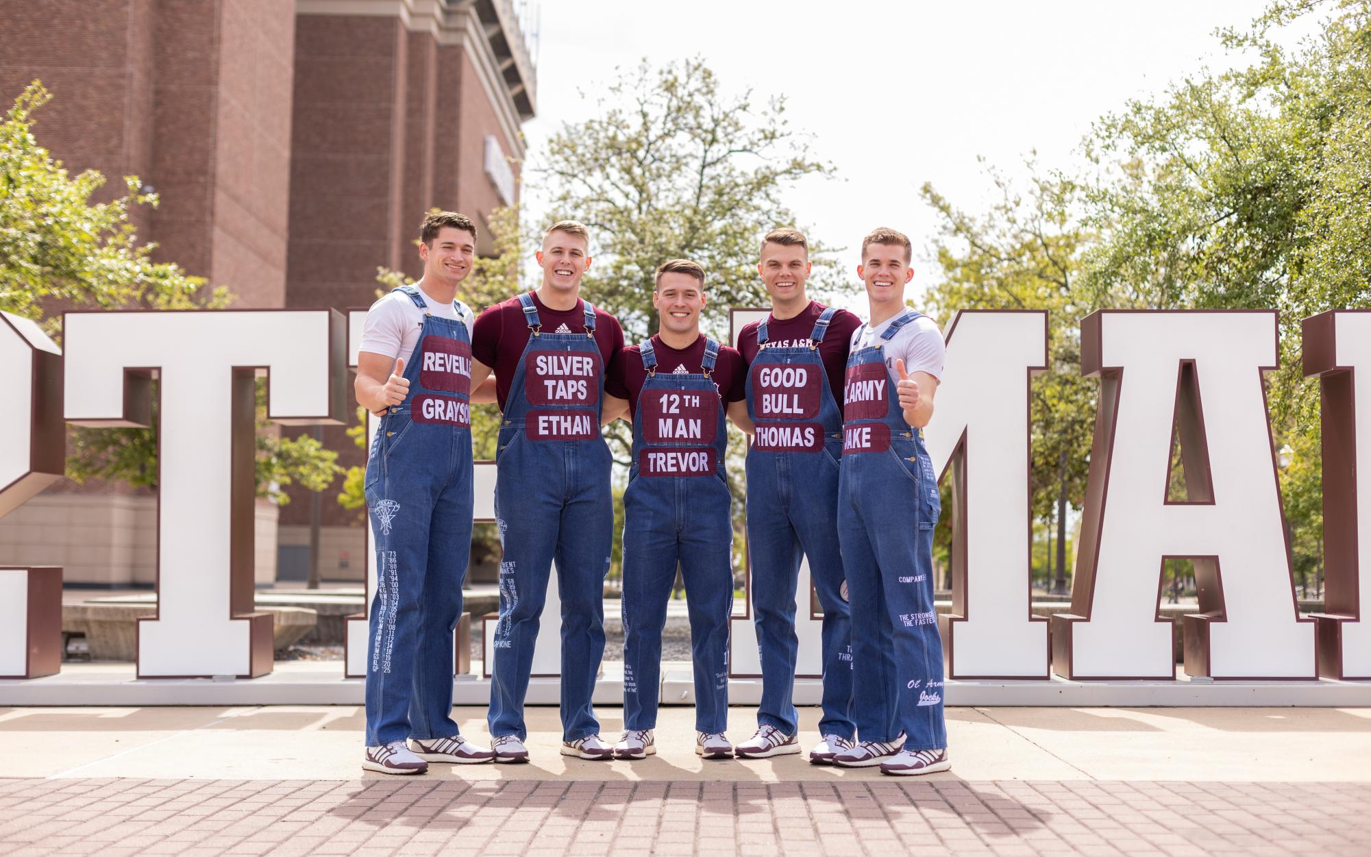 The Yell Leaders pose for a photo in the 12th Man Plaza on Monday, March 18, 2024. (Kyle Heise/The Battalion)
