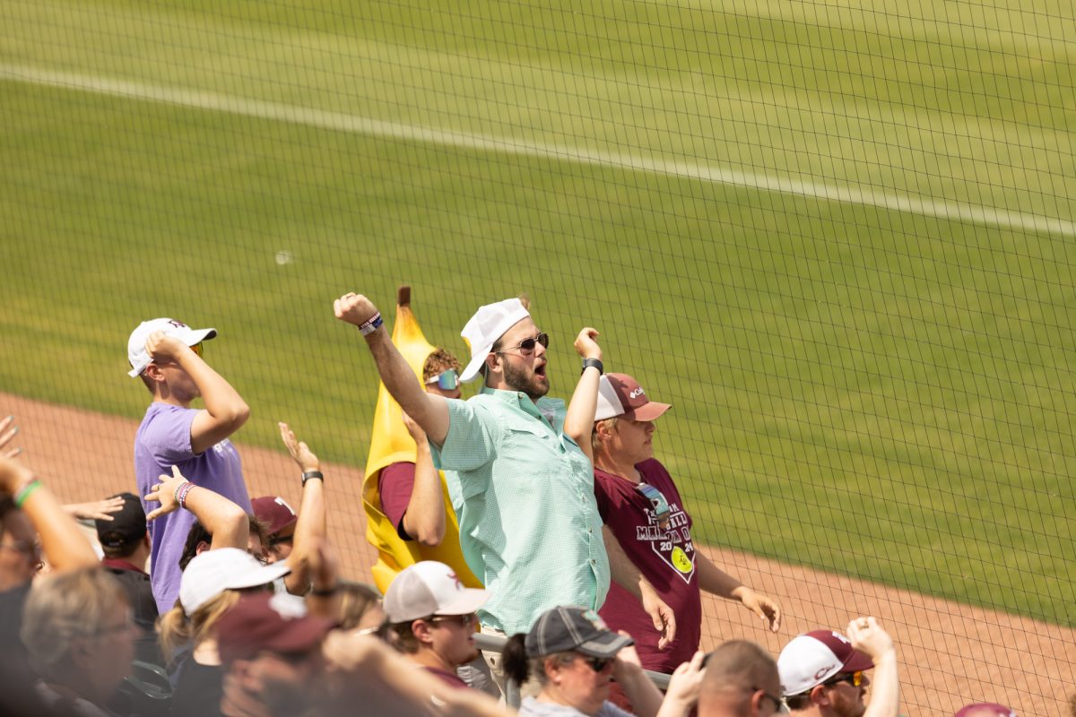 The crowd cheers during Texas A&Ms game against Kentucky on April 7th, 2024 at Davis Diamond. (Jaime Rowe/The Battalion)