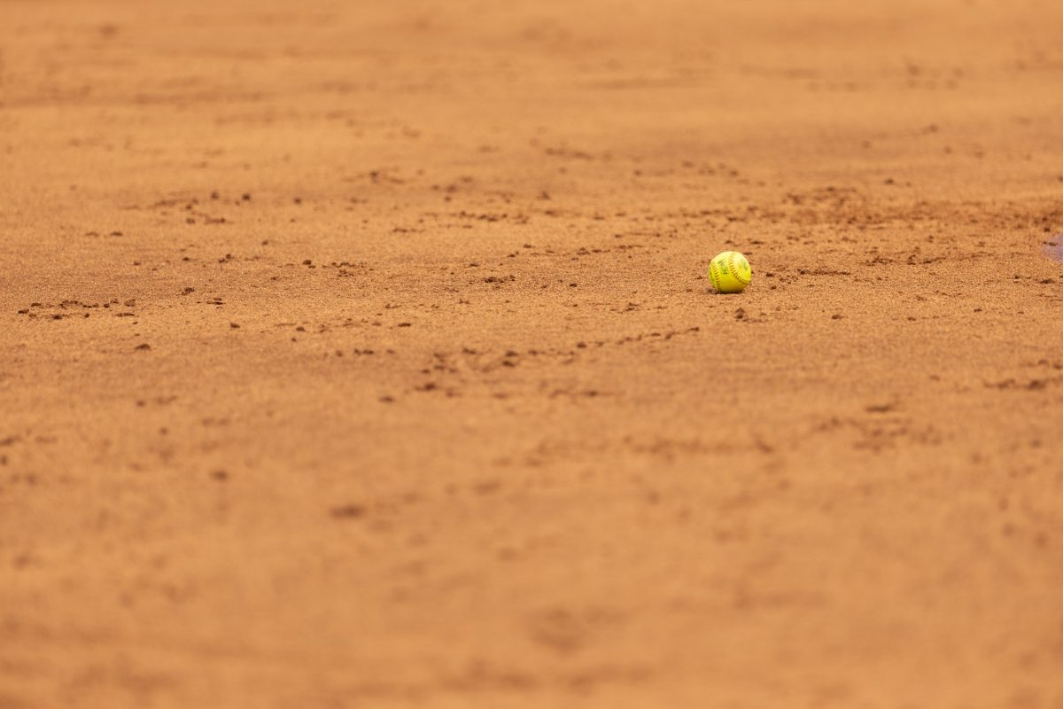 Softball sits in the dirt during Texas A&Ms game against Kentucky on April 7th, 2024 at Davis Diamond. (Jaime Rowe/The Battalion)