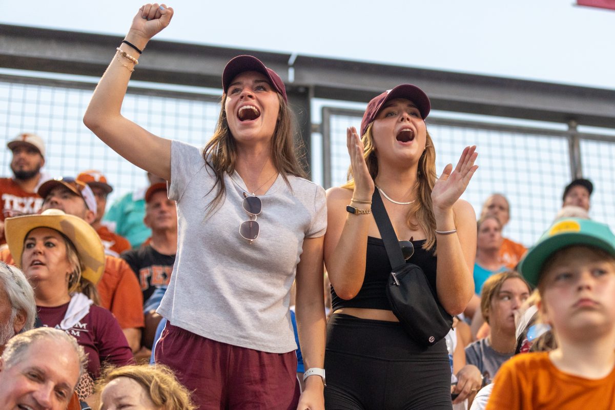 Fans react during Texas A&M’s game against Texas at the Austin Super Regional at Red and Charline McCombs Field in Austin, Texas, on Sunday, May 26, 2024. (CJ Smith/The Battalion)