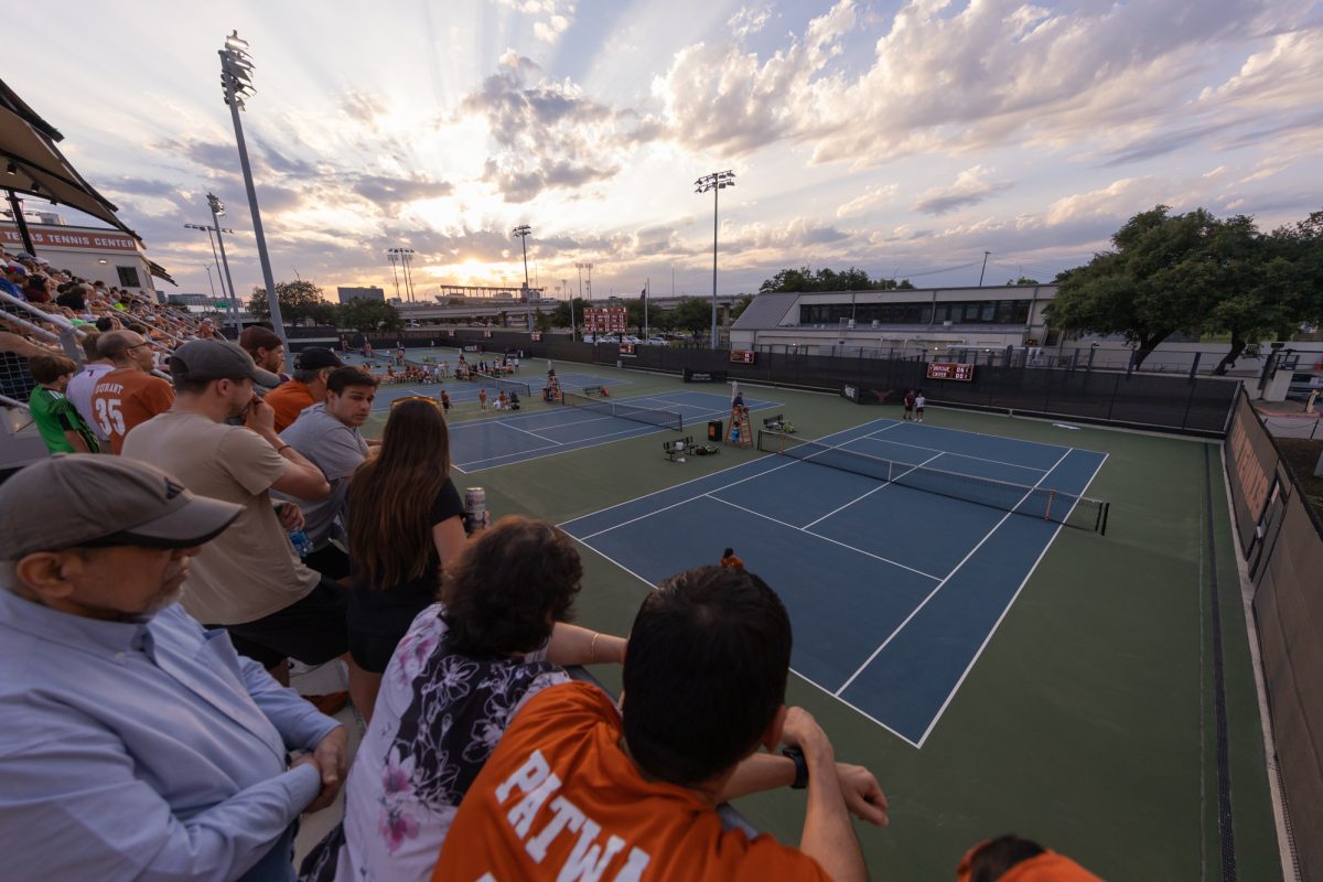 Fans during Texas A&M’s match against Texas at Texas Tennis Center in Austin on Friday, May 10, 2024. (Chris Swann/The Battalion)