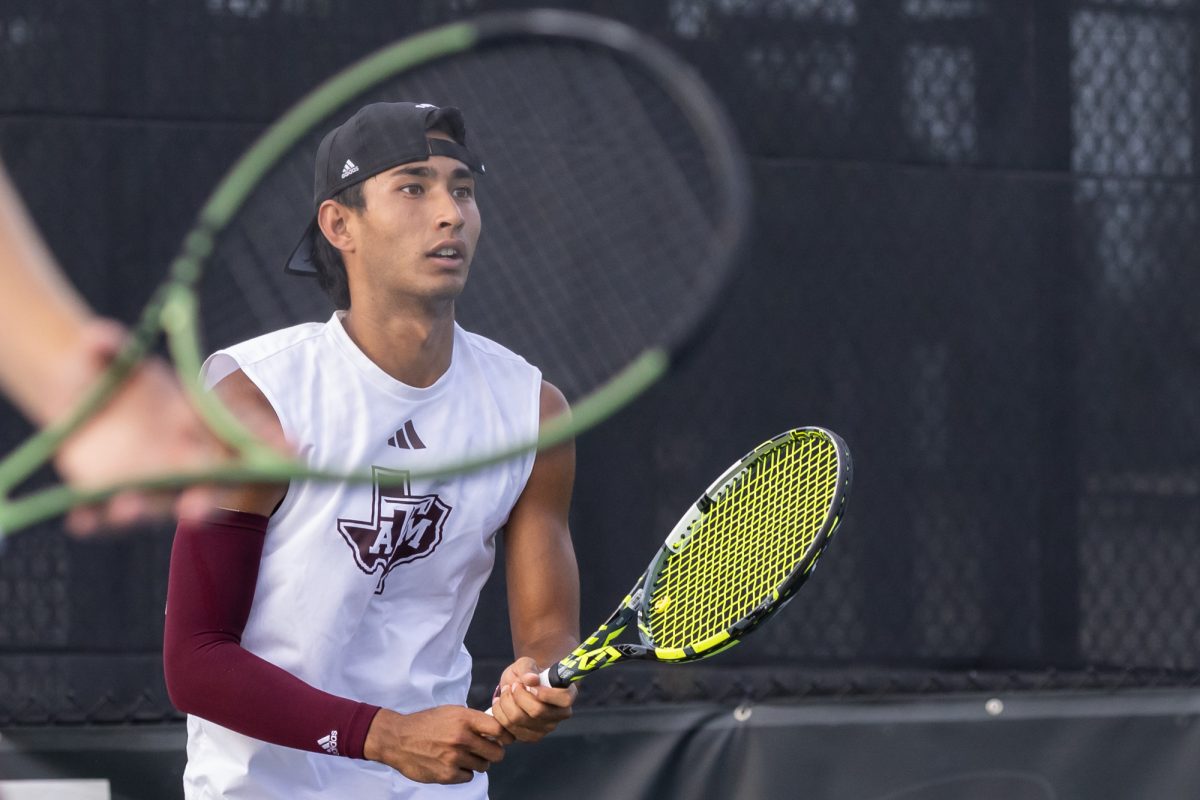 Junior JC Roddick during Texas A&M’s match against Texas at Texas Tennis Center in Austin on Friday, May 10, 2024. (Chris Swann/The Battalion)