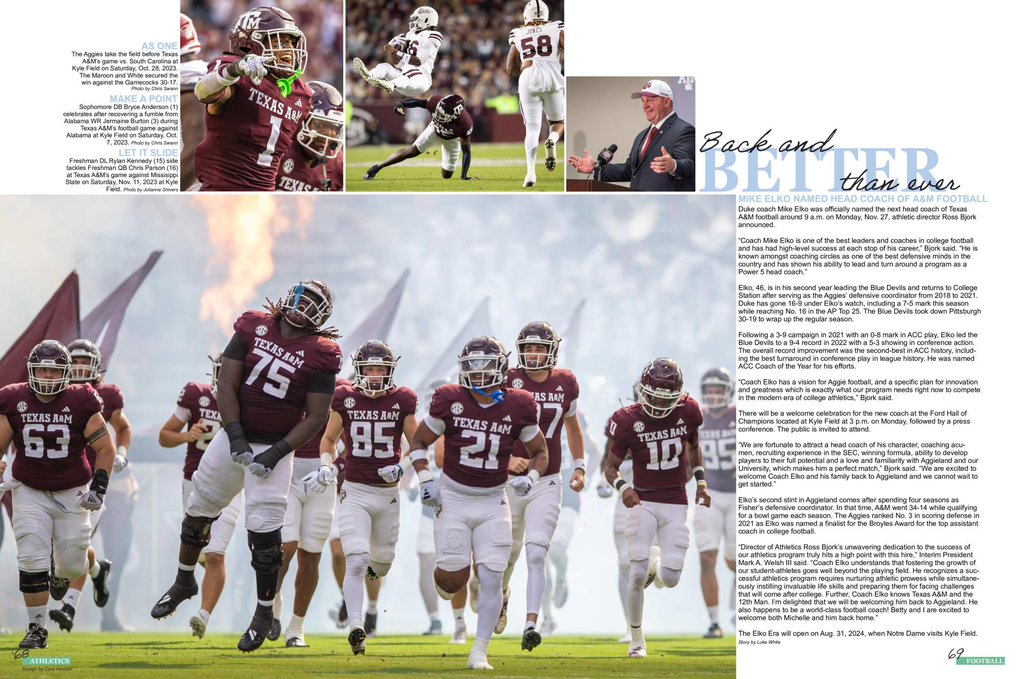 The winning yearbook spread from the 2024 Aggieland.