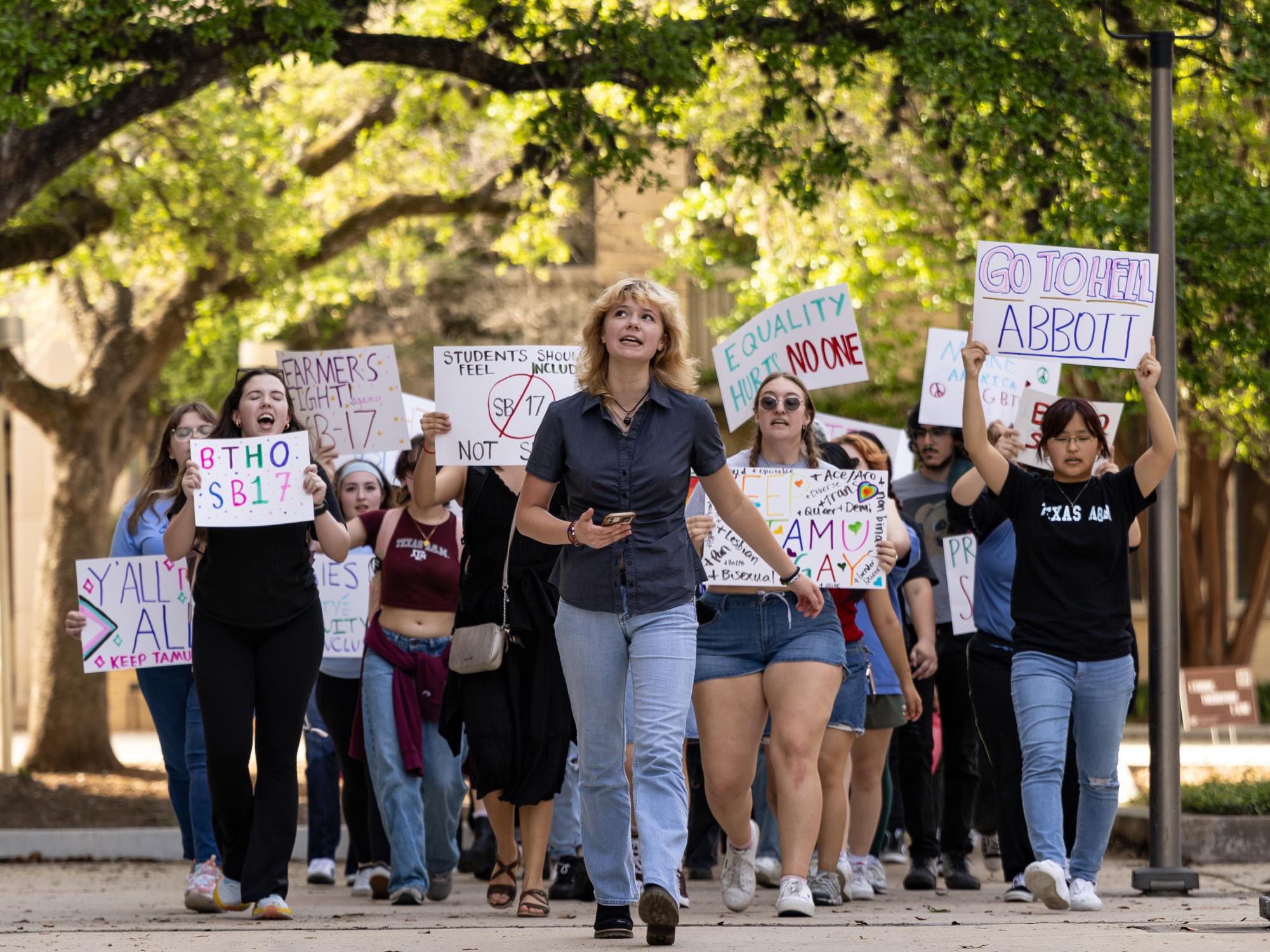 The winning photo, taken at a protest against S.B. 17.