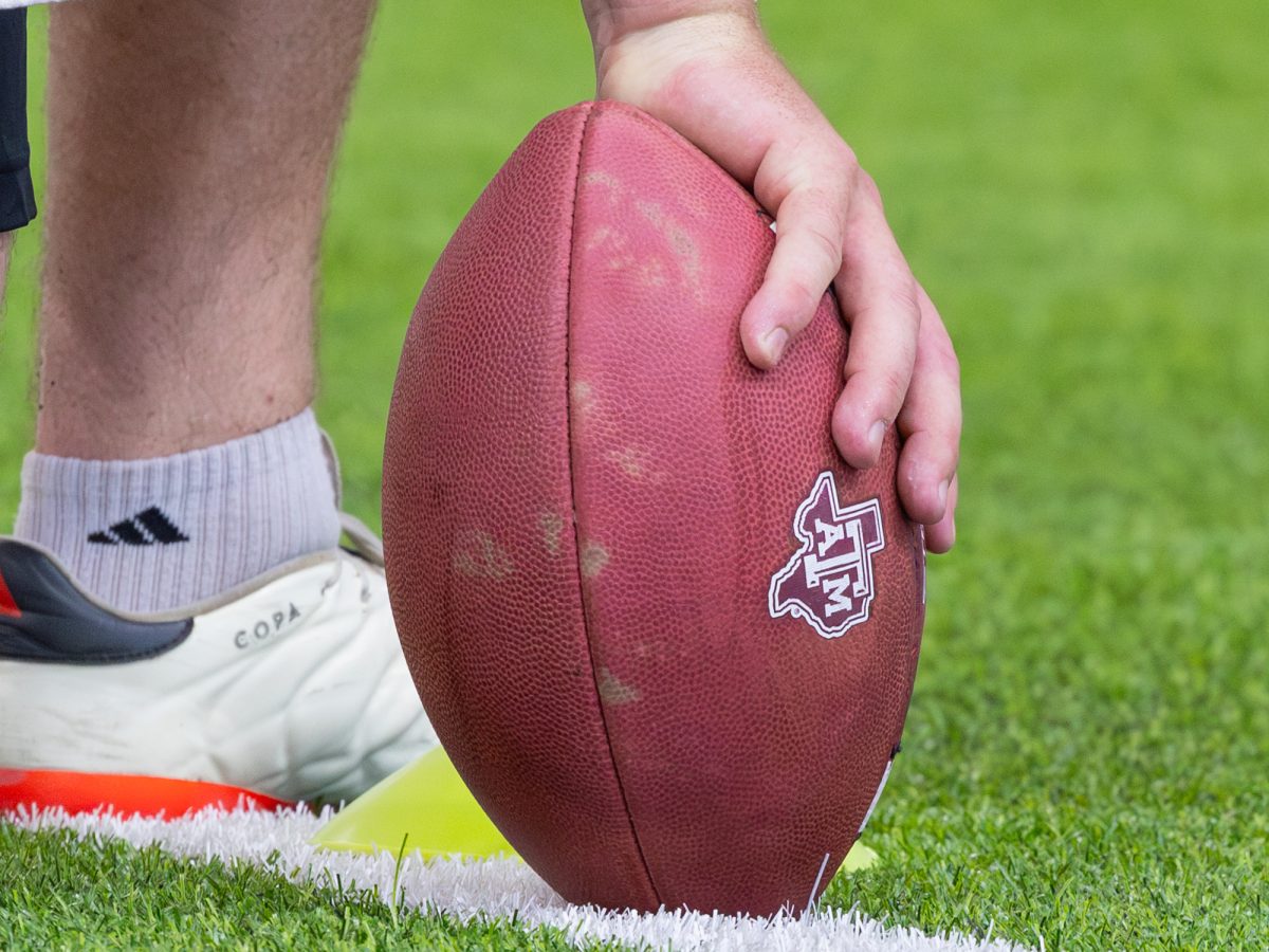 A Texas A&amp;M player waits for a drill to begin during the first day of fall football practice at the McFerrin Athletic Center in College Station Texas, on July 31, 2024. (Hannah Harrison/The Battalion)