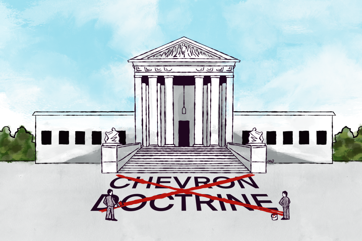 The recent overturning of the long-standing Chevron Doctrine has shifted legal interpretations away from agencies and onto the courts to interpret and clarify unclear regulations and statutes. (Graphic by Chi-Chi Zhang/The Battalion)