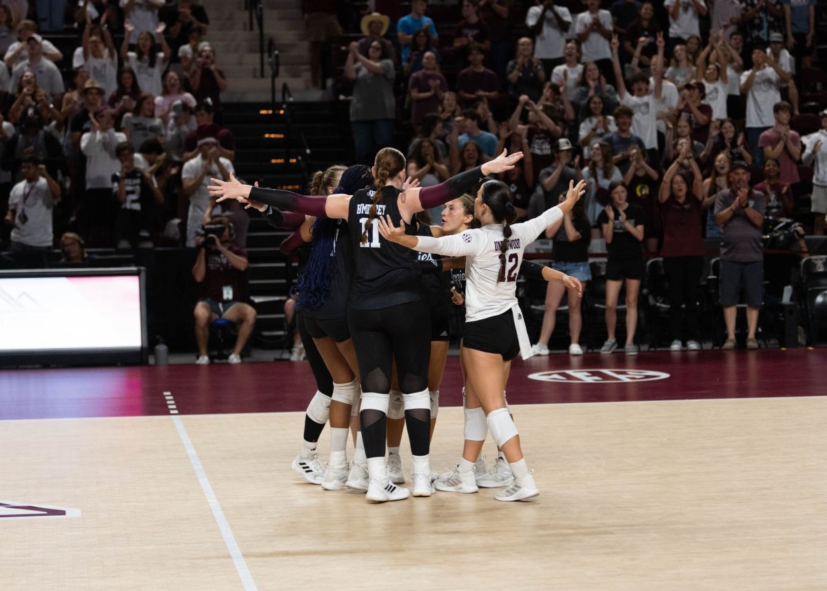 The Aggies react during Texas A&amp;M’s game against Temple at Reed Arena on Friday, September 13, 2024.