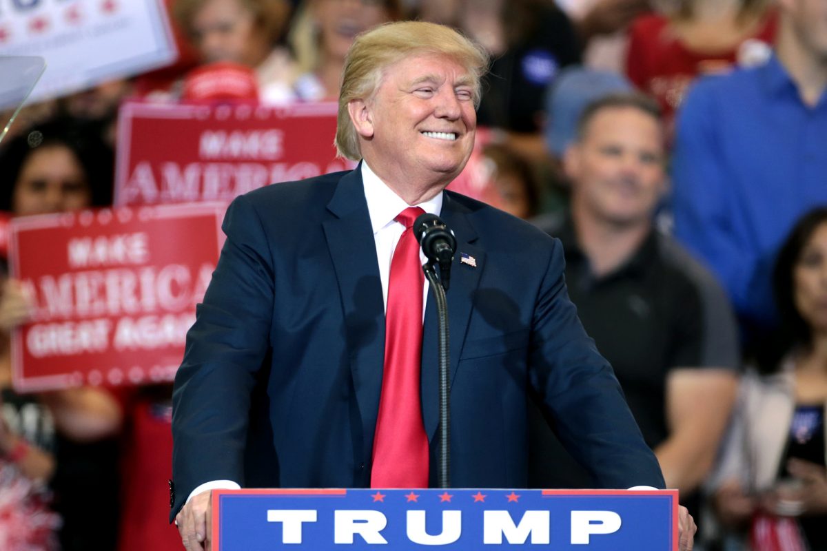 Former President Donald Trump speaks to supporters at a campaign rally at the Phoenix Convention Center in Phoenix, AZ. (Photo by Gage Skidmore/Flickr, 2.0 CC)