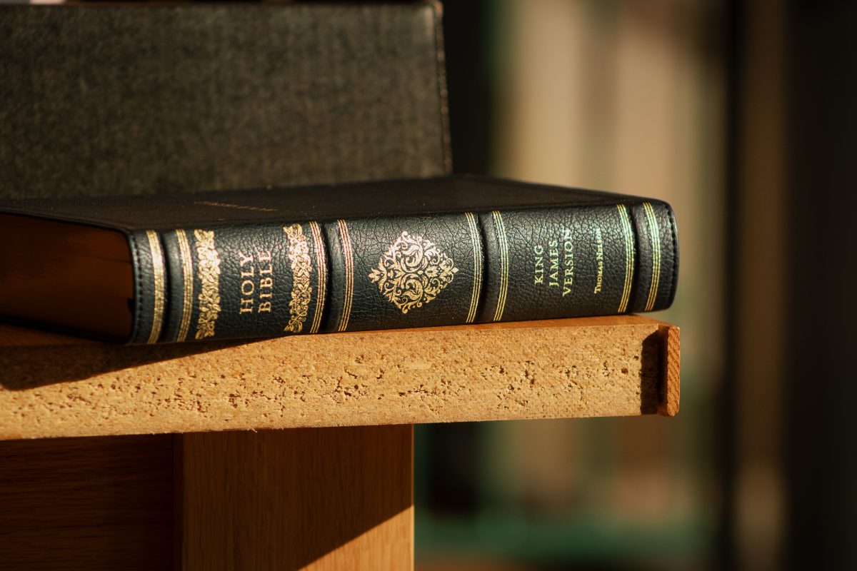 A King James Bible sits on a table on Tuesday, Oct. 1, 2024. (Tilly Hillje/ The Battalion)