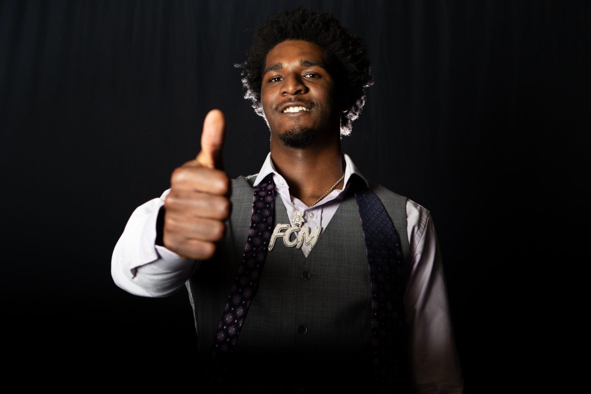 Texas A&M junior forward Solomon Washington poses at A&M men's basketball's media day at Reed Arena on Wednesday, Oct. 23, 2024.