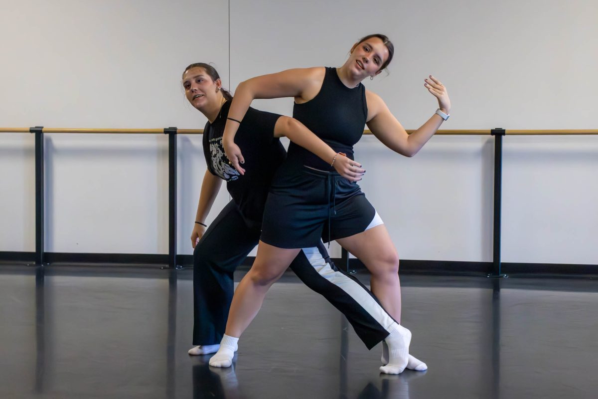 (Left to right) University Studies — Dance seniors Bailey and Lenzy Zettler pose for their dance at the PEAP Bulding on Wednesday, Nov. 13, 2024.(Ashely Bautista/The Battalion)