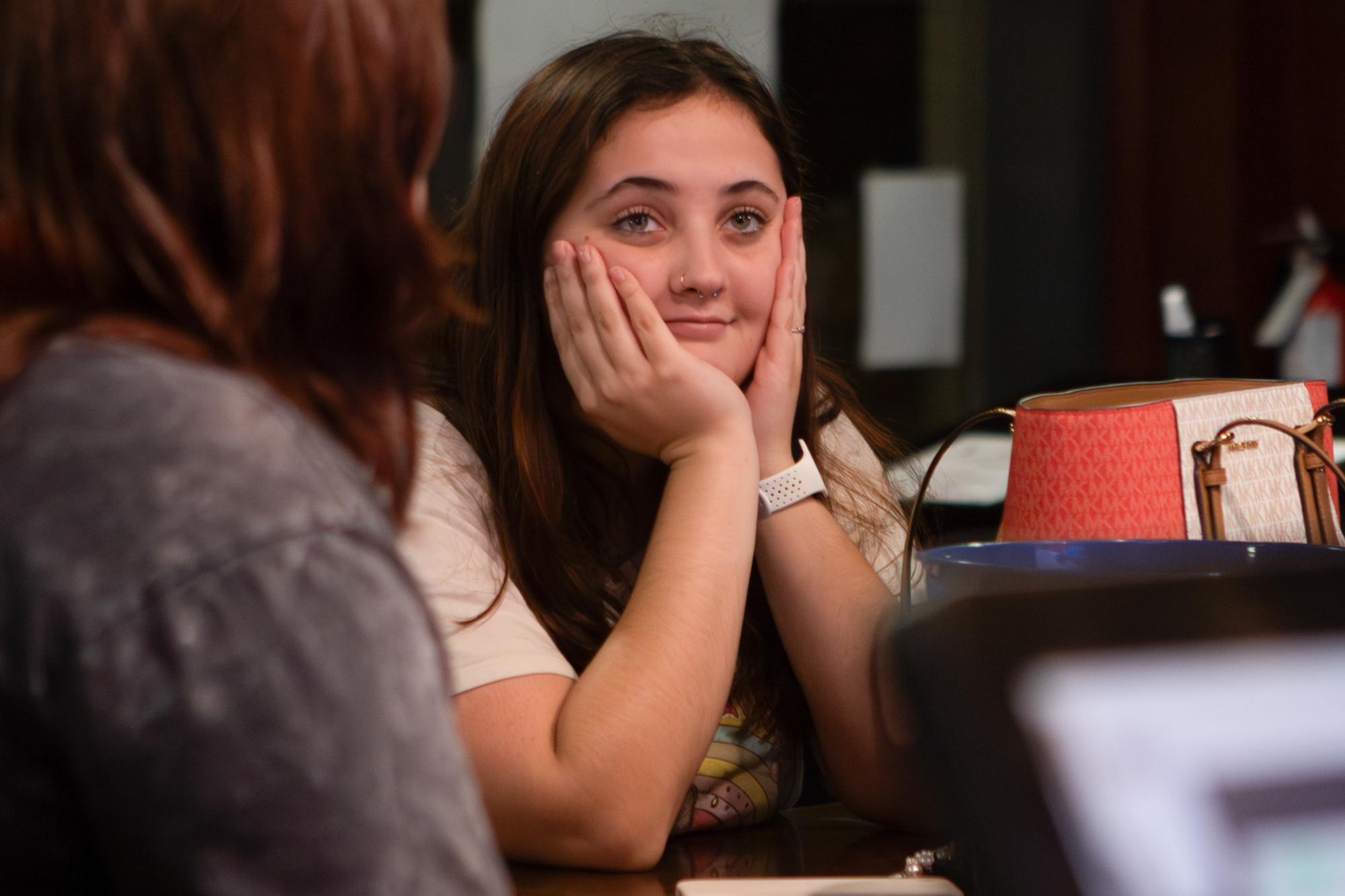 An attendee reacts as election results come in at Billy's Bar and Grill in downtown Bryan.