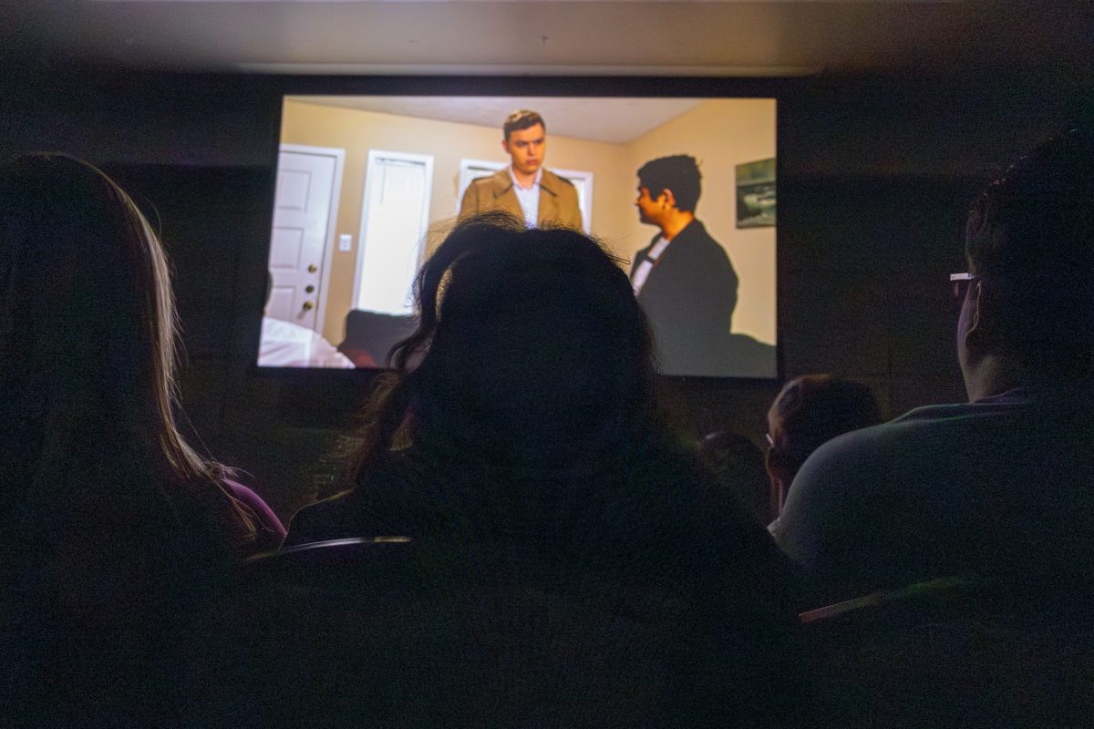 Students watch the premiere for 