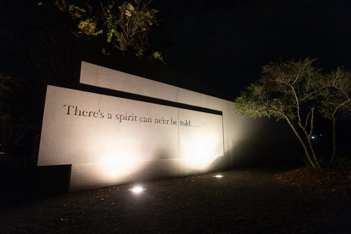 The Spirit Wall at the entrance to the Tradition Plaza following the Bonfire Remembrance Ceremony at the Bonfire Memorial on Monday, Nov. 18, 2024. 