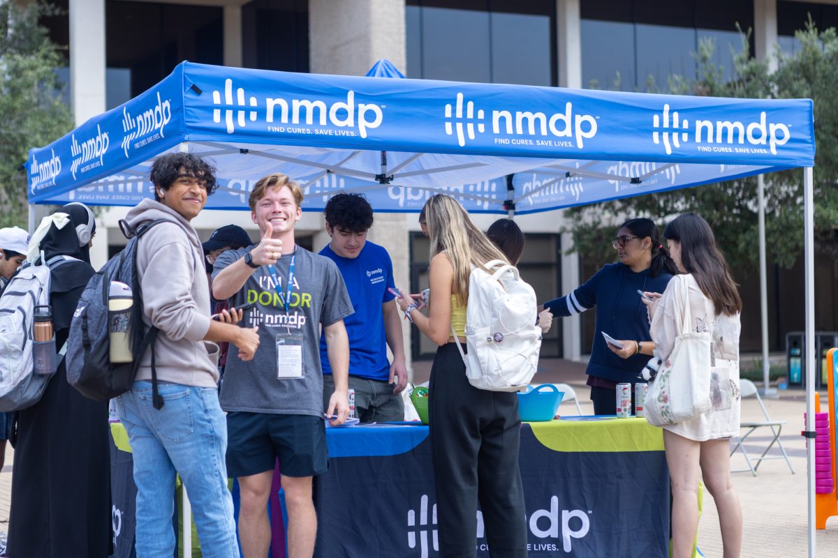 A&M's NMDP branch gets students to register to be potential stem-cell donors in Rudder Plaza on Wednesday, Nov. 13, 2024