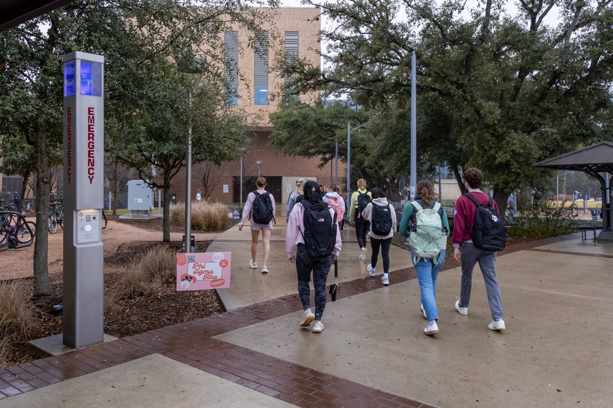 Students walk outside the ILCB on the campus of Texas A&M University on Wednesday, Jan. 29, 2025. (Jackson Stanley/The Battalion)