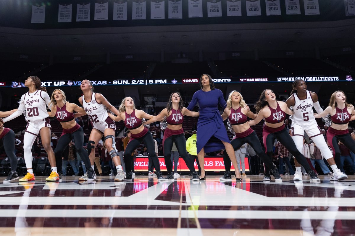 The Aggies sing the War Hymn after Texas A&M's win against Kentucky at Reed Arena on Thursday, Jan. 23, 2025. (Sarthak Dalal/The Battalion)