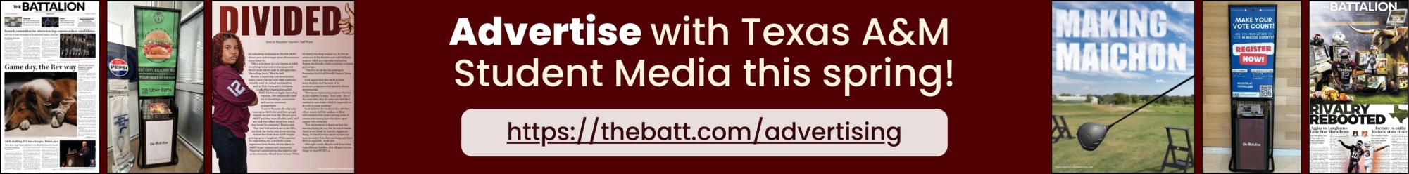 Texas A&M Student Media spring 2025 advertising promo