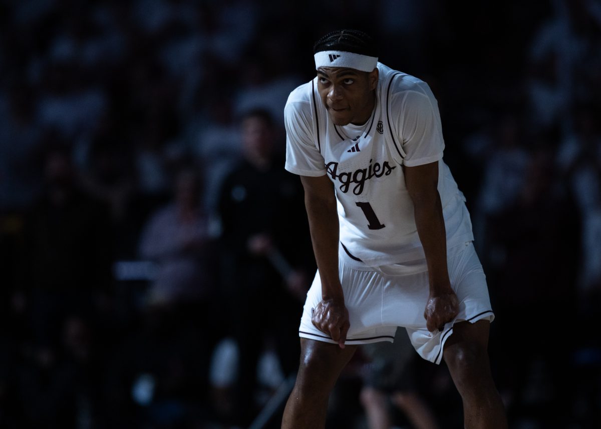 Texas A&amp;M guard Zhuric Phelps (1) during Texas A&amp;M's game against Alabama at Reed Arena on Saturday, Jan. 11, 2025. (Adriano Espinosa/The Battalion)