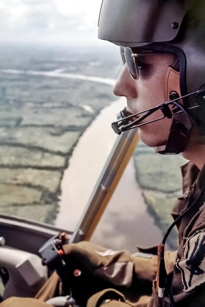 1971 2 CPT Shafer Piloting OH58 Helicopter over Saigon River Republic of Vietnam Vietnam
